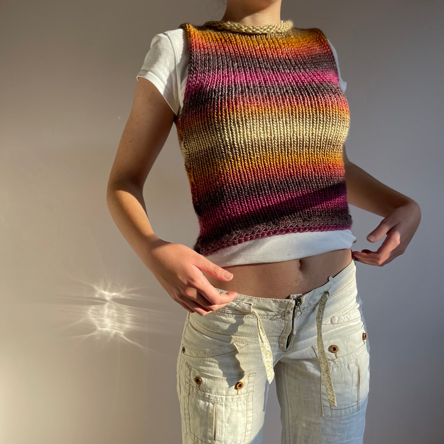 The Sunset Shades Vest - handmade knitted sweater vest