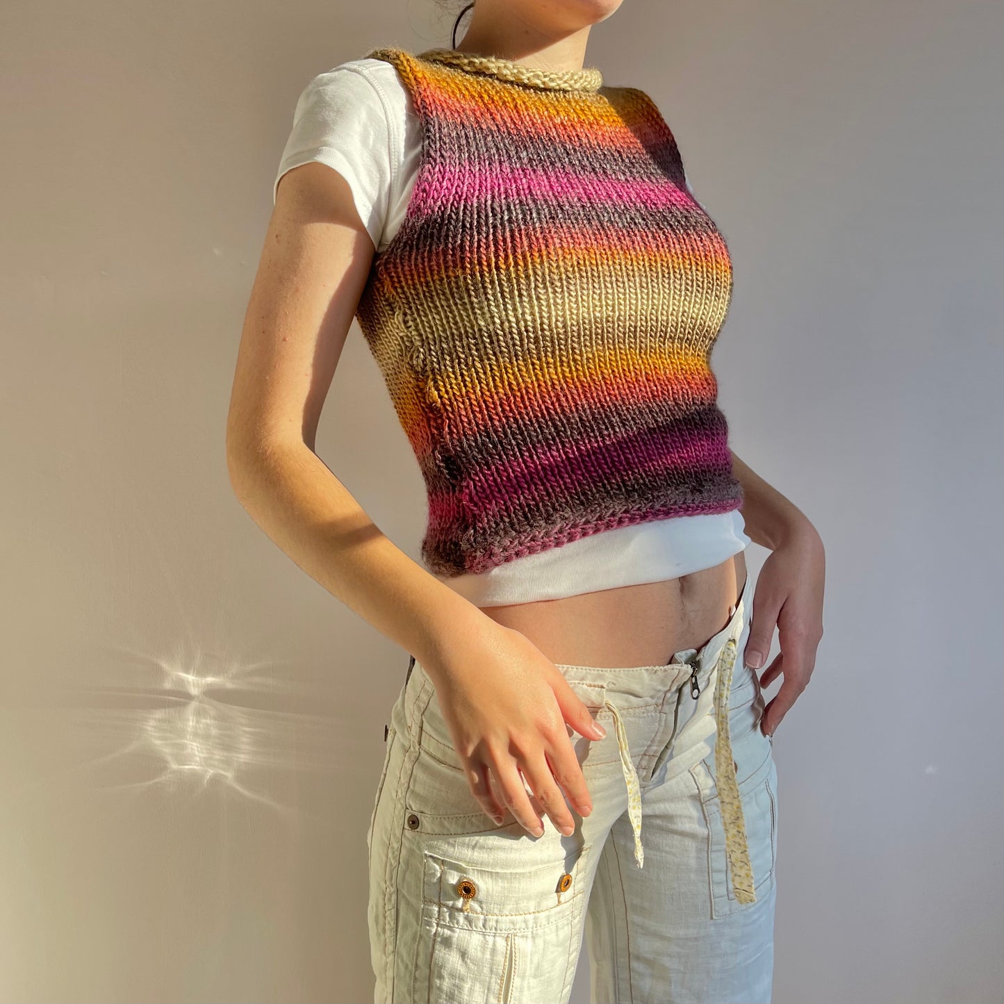 The Sunset Shades Vest - handmade knitted sweater vest